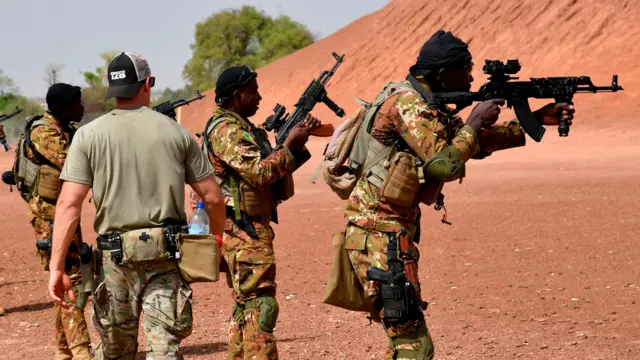 Entraînement militaire américain avec des soldats maliens en 2018.