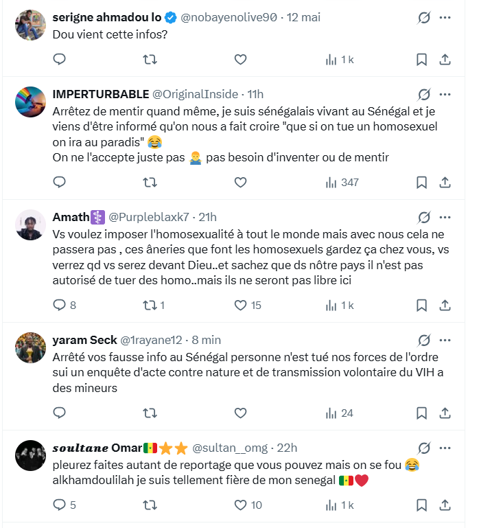 Réactions des internautes sur le reportage
