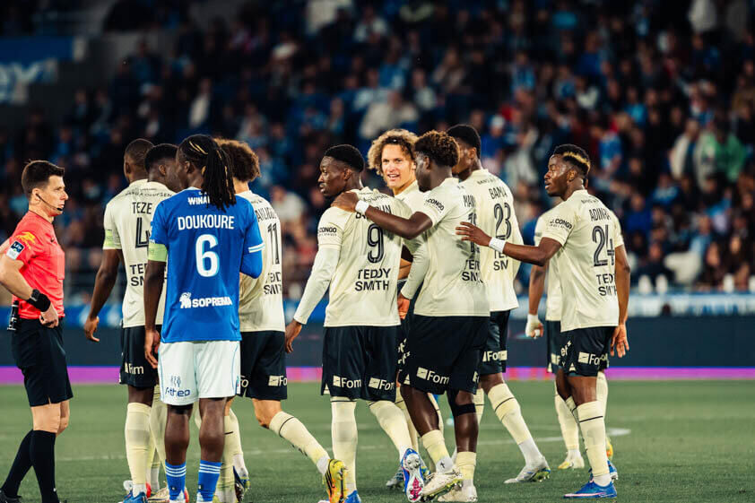 Action de jeu entre l'AS Monaco et Strasbourg lors du match de Ligue 1.