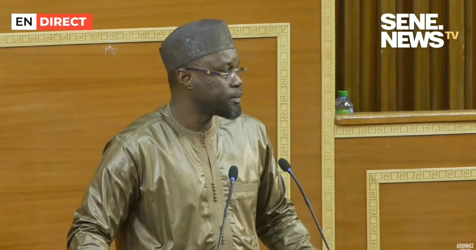Ousmane Sonko lors de son discours sur l'homosexualité