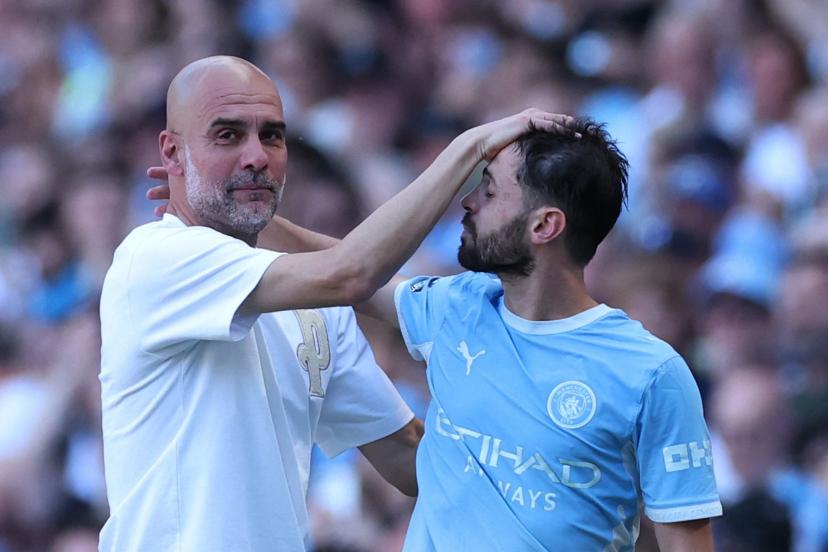 Pep Guardiola ému lors du remplacement de Bernardo Silva, son joueur le plus dirigé