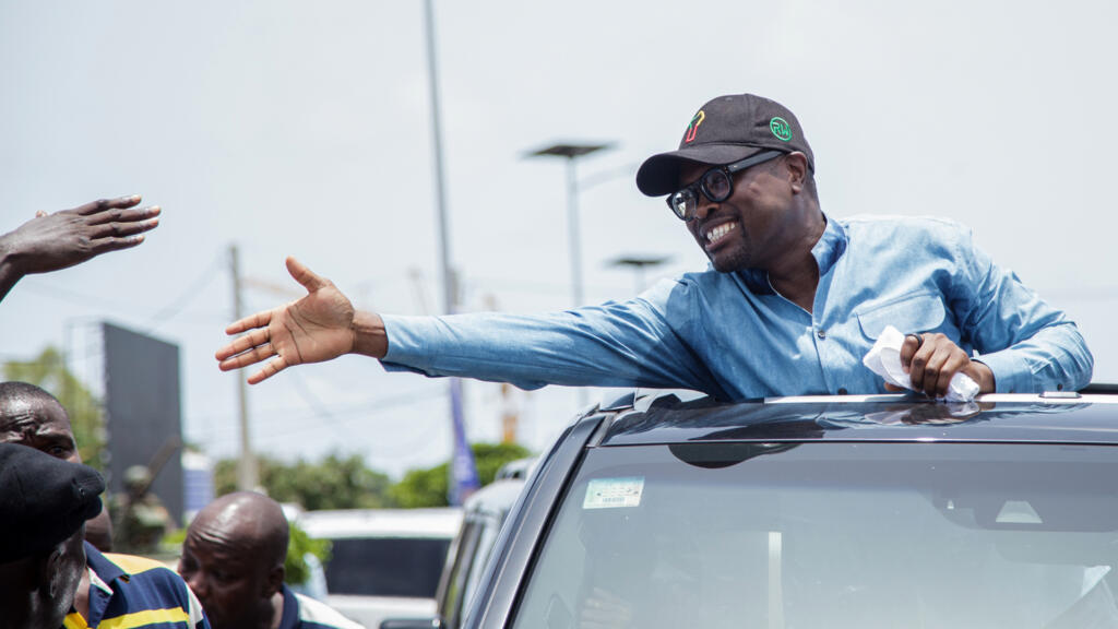 Romuald Wadagni lors de la campagne présidentielle à Cotonou, au Bénin, le 10 avril 2026.