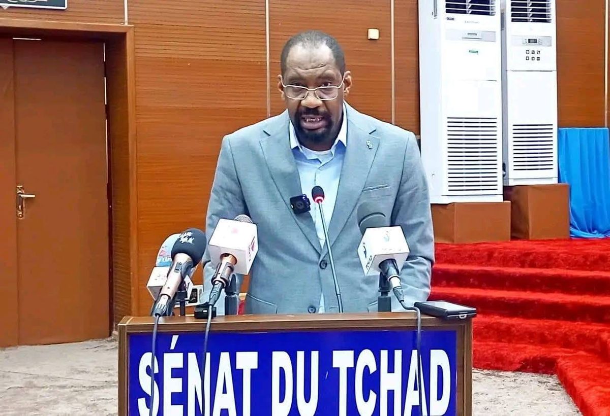 Le ministre tchadien de la Sécurité publique et de l’Immigration, le général Ali Ahmat Aghabache, lors d’une réunion sur la sécurité nationale