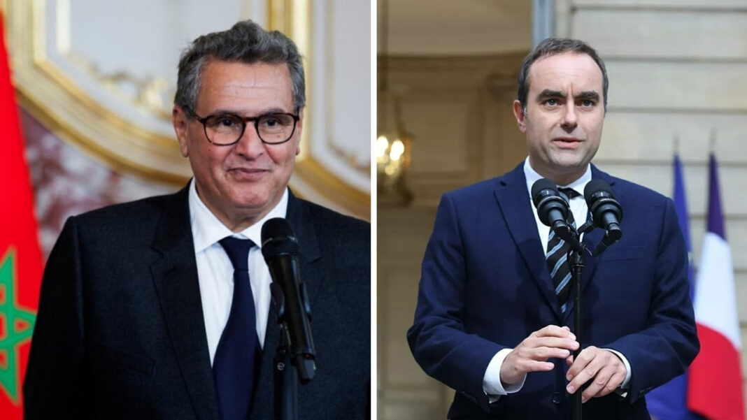 Aziz Akhannouch et Sébastien Lecornu lors d'une réunion diplomatique