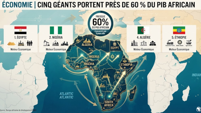 illustration du poids économique des pays africains dans le PIB continental