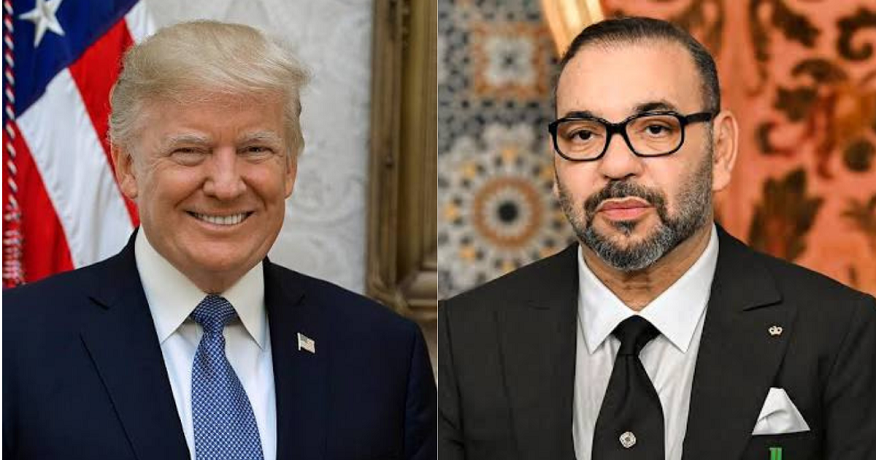Donald Trump et le Roi Mohammed VI discutant de la souveraineté marocaine sur le Sahara Occidental